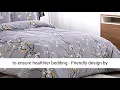 Bedsure Duvet Cover Set Twin Dark Grey Printed Spring Bloom Pattern 68x90 inches 2 Pcs Comforter