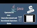 Unary Operators in Java Increment and Decrement operators in Java Ternary Operator in Java