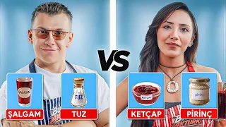 YANLIŞ MALZEMELERLE YEMEK YAPMA CHALLANGE!!