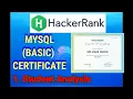 MYSQL Basic certification part -1 Student analysis Hackerrank certificate with solution