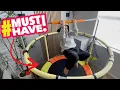 55 Trampoline for Kids Toddlers with Safety Enclosure Net Gymnastics Bar Indoor Outdoor