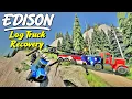 EDISON Electric Log Truck OVER THE CLIFF - Recovery Job