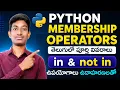 Python Membership Operators in Telugu in not in Operators Explained with Examples