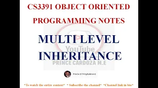 MULTI LEVEL INHERITANCE IN JAVA NOTES CS3391 OBJECT ORIENTED PROGRAMMING NOTES