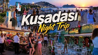 KUSADASI EVENING WALK 4K EXPLORING TURKEY S MOST CROWDED AEGEAN RESORT TOWN AT NIGHT