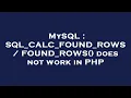 MySQL SQL - CALC