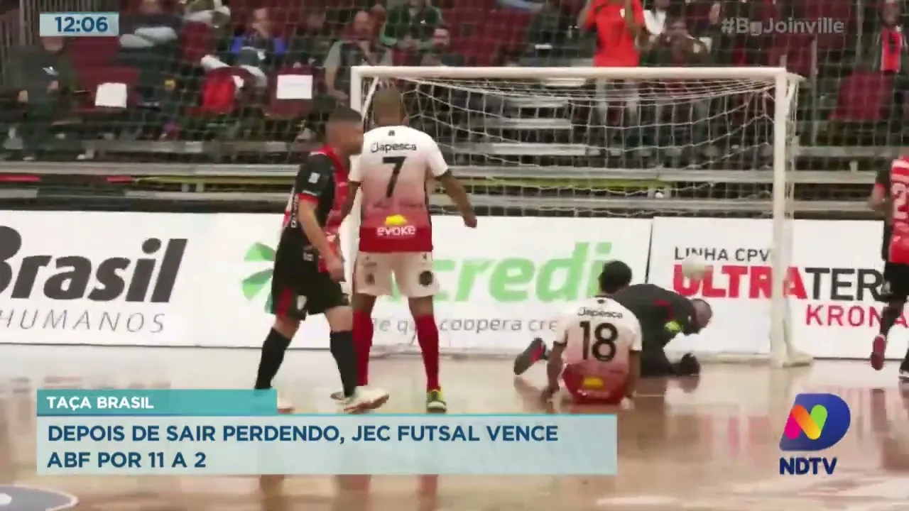 Taça Brasil: depois de sair perdendo, JEC Futsal vence ABF por 11 a 2