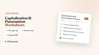 Free Capitalization Punctuation Worksheet Generator Printable Editing Practice No Sign-Up