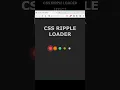RIPPLE LOADER ANIMATION in HTML CSS only Pre Loader Animation CSS