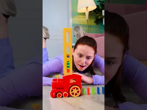 Sibling Showdown: Domino Train Challenge! 😄 #fun