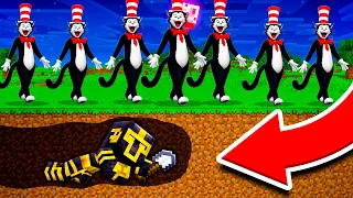 CONSTRUYO un TÚNEL SECRETO para ESCAPAR de CAT IN THE HAT en MINECRAFT 😱