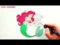 The little mermaid princess Ariel coloring page learn how to color Disney princess