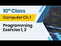 Computer Class 10 chapter 1 - 10th Class Computer Ch 1-Programming Exercise 1 2