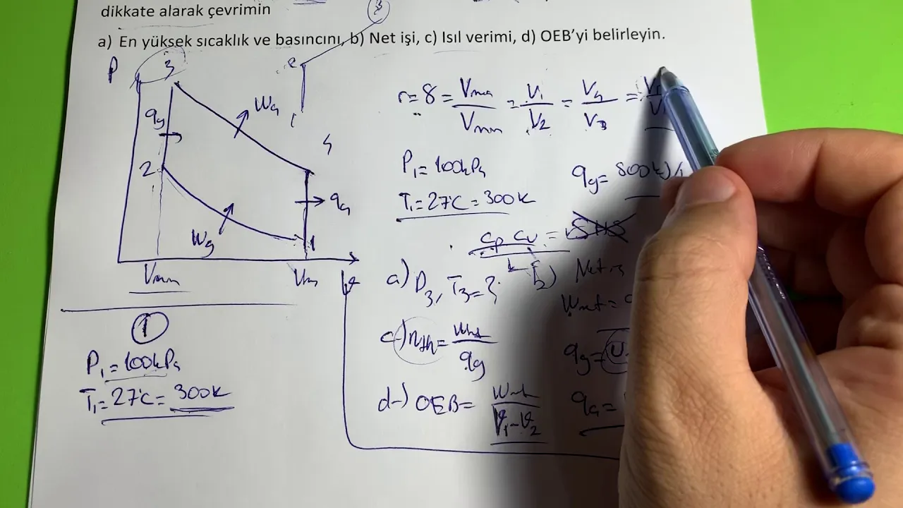 Termodinamik, 9. Bölüm, Gaz alışkanlı güç çevrimler, Otto Çevrimi, konu anlatımı, soru (3)