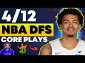 DraftKings NBA DFS Top Core Plays Winning Lineup Strategy for Sunday April 12th 2026