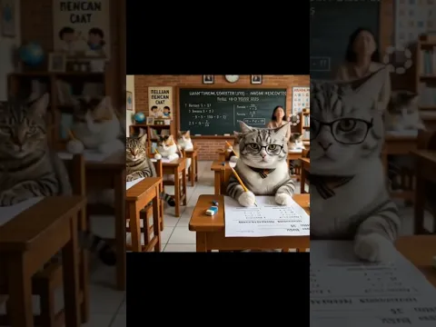 kucing yang pintar dan rajin😄👏🏻 #funny #animation
