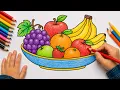 Easy Fruit Coloring for Kids Colorful Fruits Drawing