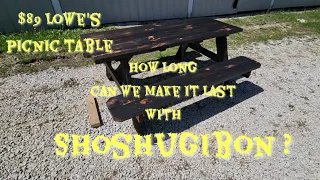 How long can we make a 89 Lowes picnic table last by using shoshugibon and boiled linseed oil