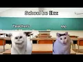 School be like Goat talking to clueless cat meme