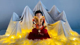 Ganpati Decoration Ideas For Home | Mountain Theme Ganpati Decoration ideas 