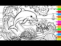 Coloring Ocean Animals - Dolphin And Sea Turtle Orca