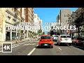 4K LOS ANGELES - Driving Downtown Olive St Hope Flower St Main St Los Angeles St California
