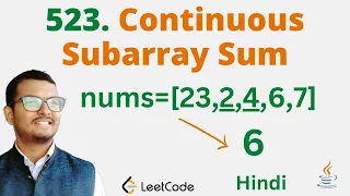 523 Continuous Subarray Sum Java Leetcode