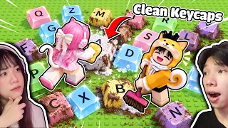 Vệ Sinh Nút Bàn Phím ASMR Bị Bám Bẩn 🤩 Ngáo và Kemy Clean Your Keycaps Roblox 🧼