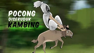 pocong diseruduk kambing kartun hantu lucu