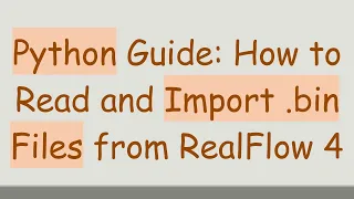 Python Guide How to Read and Import bin Files from RealFlow 4