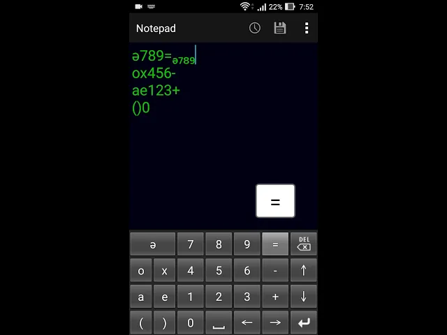 Subscript numeric keypad