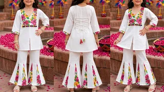 Baby Kurta Palazzo Tunic Set Cutting & Stitching | Easy & Stylish Girls Co-ord Set Dress Tutorial 