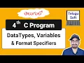 Data Types Variables and Format Specifiers in C in Telugu Program 4