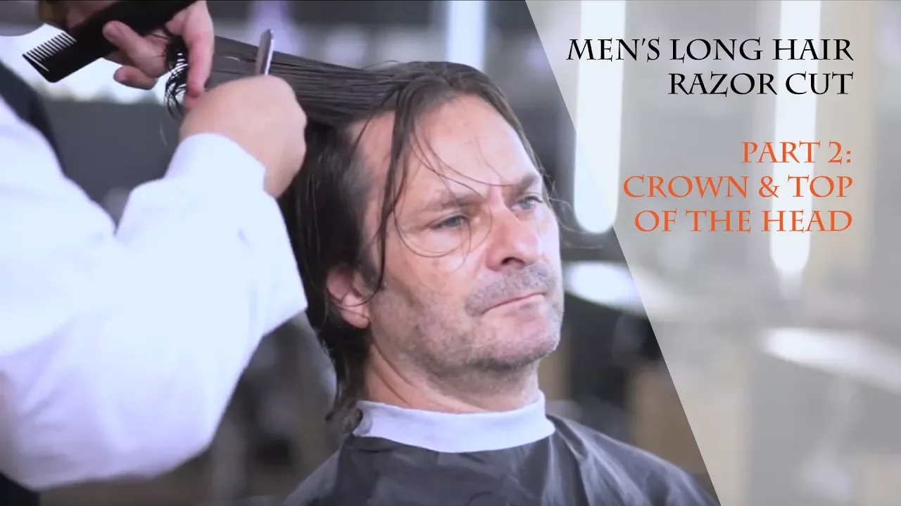 Men's Long Hair Feather Razor Cut - Part 2: Crown & Top of the Head - Gary Machin