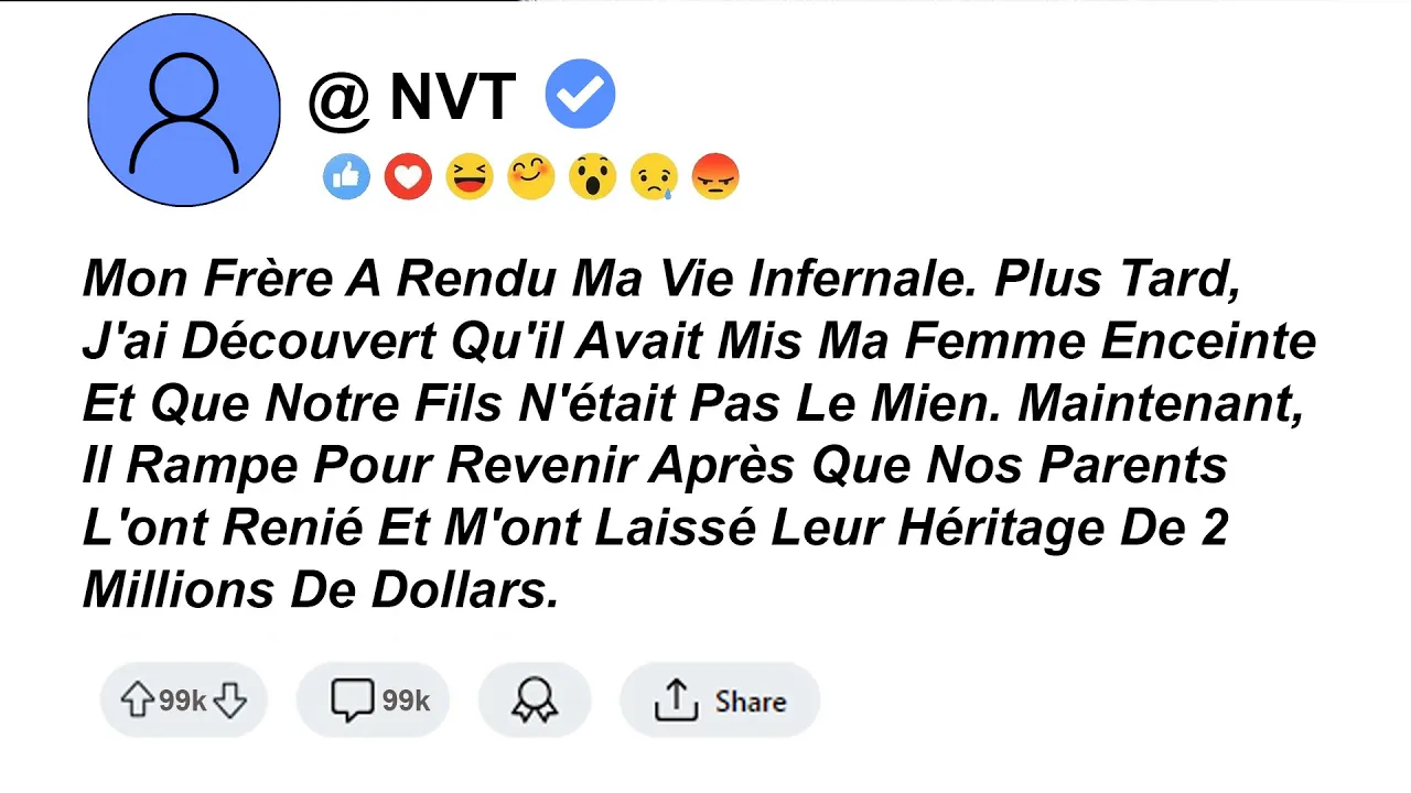 Outline Video Mon Frère A Rendu Ma Vie Infernale. Plus Tard, J'ai Découvert Qu'il Avait Mis Ma Femme Enceinte...