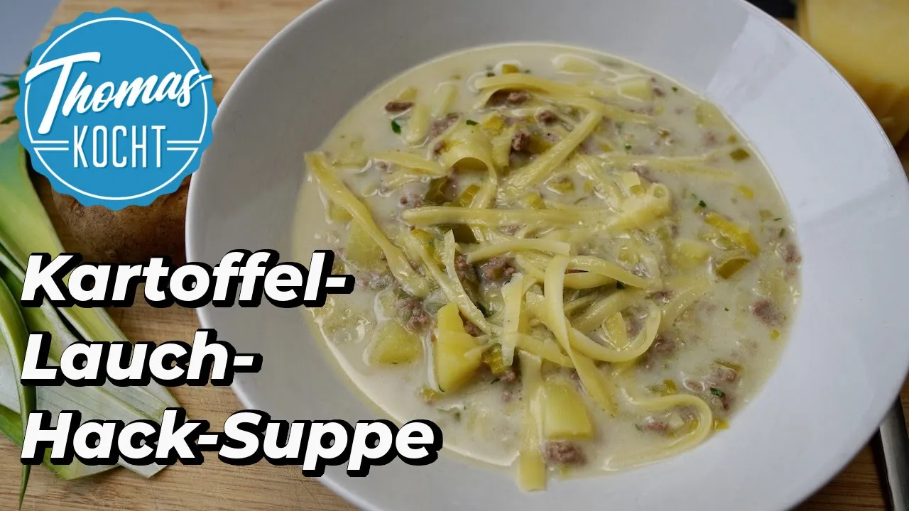 
          
          
          
            
            Kartoffel-Hack-Suppe mit Lauch und Käse / einfach und lecker  / perfekt für die kalte Jahreszeit
          
        . 