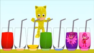 Learn Colors With Pj Masks Colorful Fruit Juices And Glasses 
