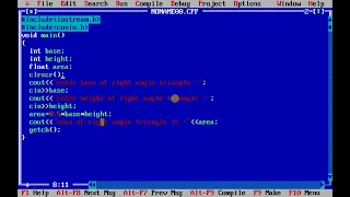program to input base and height of right angled triangle and find area of right angled triangle