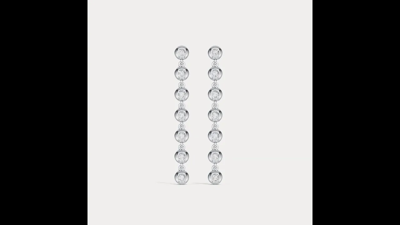 0.5 CTW Bezel Set 7 Round Lab-Grown Diamond Drop Earrings in Sterling Silver
