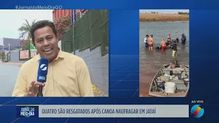 Quatro pessoas são resgatadas após canoa naufragar em Jataí
