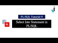 Oracle Tutorial 9 - Select into Statement in with Example in Hindi Javainhand