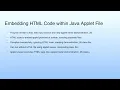 Embedding HTML Code within Java Applet File Lecture 06 Demonstration-II