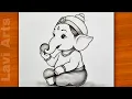 Download Lagu How to Draw Ganapti Bappa Ganesh eating Modak | Ganesh Chaturthi drawing | Pencil drawing | chitra