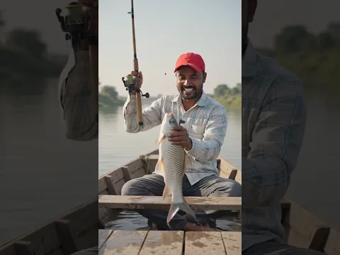 Big Rohu Fish Catching On Boat By Fishing 🎣 Line #shorts #fishing #rohufish