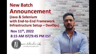 Selenium Java Training - Regular Batch 11th Nov 2022