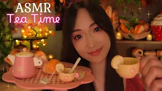 ASMR Tea Time🍋 Petit goûter en bonne compagnie 🍰 ☕🥐 (avec la pluie)