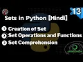 Python Set Set operations and Functions Set Comprehension Hindi