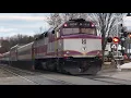 West Concord MA MBTA Commuter Rail 1035 Inbound to Boston Commonwealth Ave Railroad Crossing