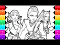 Coloring Huntrix Fight Scene KPop Demon Hunters Coloring Page