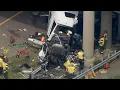 Truck stuck underneath overpass on I-295 after crash closes lanes